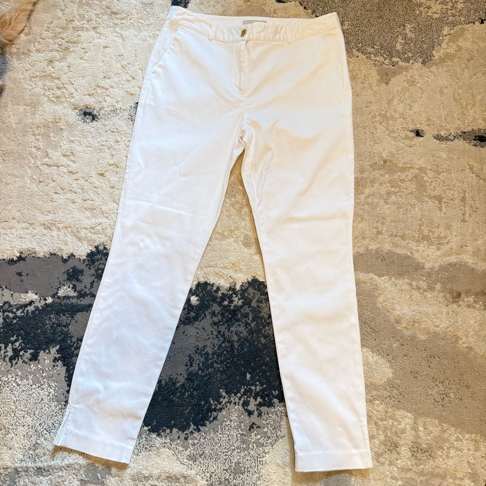Michael Michael Kors White Stretch Cotton Slim Ankle Chino Pants Size 8 - Picture 2 of 9